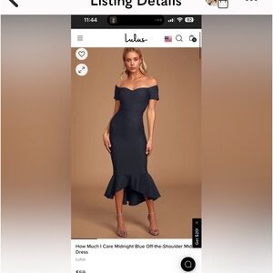 Lulus Off the shoulder navy blue dress
